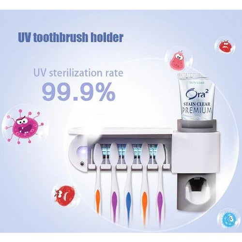 2 in 1 household bathroom set - UV sterilizer toothbrush and dispenser for toothpaste