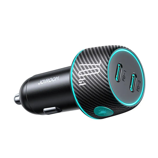 2x USB C 70W car charger with LED backlight Joyroom JR-CCN02 - black - Cell phone USB charger<<<HurtelXML