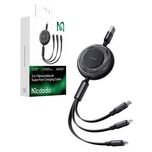 3-in-1 USB-C to USB-C / Lightning / Micro USB cable Mcdodo CA-3730 1.2m (black) - Combo Cables<<<USB cables<<<GSM