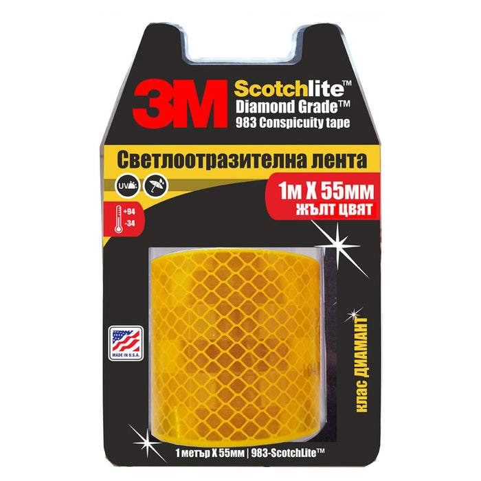 SELF-ADHESIVE YELLOW REFLECTIVE TAPE 3M Diamond Grade 983 1 m / 55 mm
