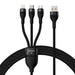 3in1 USB cable Baseus Flash II Series USB-C + micro USB + Lightning 66W 1.2m (Black) - Lightning