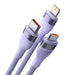 3in1 USB cable Baseus Flash II Series USB-C + micro USB + Lightning 66W 1.2m (Purple) - Combo Cables<<<USB cables<<<GSM