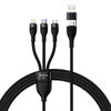 3in1 USB cable Baseus Flash Series 2 USB-C + micro USB + Lightning 100W 1.2m (black) - Combo Cables<<<USB cables<<<GSM