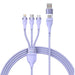 3in1 USB cable Baseus Flash Series 2 USB-C + micro USB + Lightning 100W 1.2m (purple) - Combo Cables<<<USB cables<<<GSM