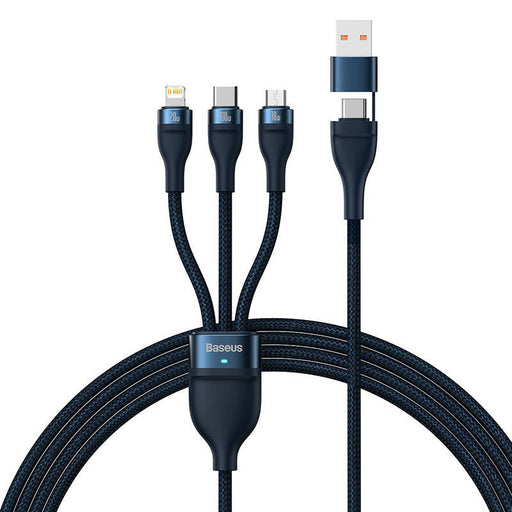 3in1 USB cable Baseus Flash Series 2 USB-C + micro USB + Lightning 100W 1.2m (blue) - Combo Cables<<<USB cables<<<GSM