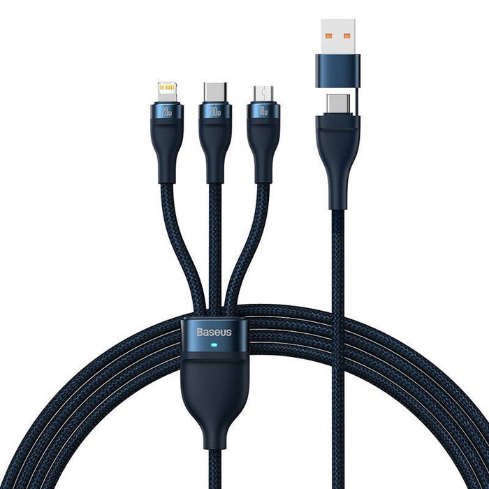 3in1 USB cable Baseus Flash Series 2 USB-C + micro USB + Lightning 100W 1.2m (blue) - Combo Cables<<<USB cables<<<GSM