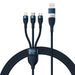 3in1 USB cable Baseus Flash Series 2 USB-C + micro USB + Lightning 100W 1.2m (blue) - Combo Cables<<<USB cables<<<GSM