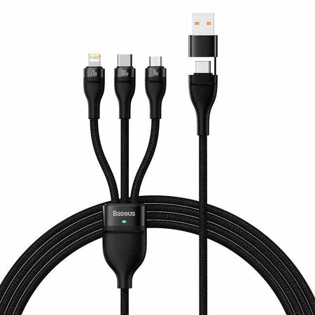 3in1 USB cable Baseus Flash Series 2 USB-C + micro USB + Lightning 100W 1.2m (black) - Combo Cables<<<USB cables<<<GSM