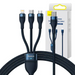 3in1 USB cable Baseus Flash Series 2 USB-C + micro USB + Lightning 100W 1.5m (blue) - Combo Cables<<<USB cables<<<GSM
