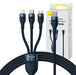 3in1 USB cable Baseus Flash Series 2 USB-C + micro USB + Lightning 100W 1.5m (blue) - Combo Cables<<<USB cables<<<GSM