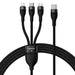 3in1 USB cable Baseus Flash Series 2 USB-C + micro USB + Lightning 100W 1.5m (black) - Combo Cables<<<USB cables<<<GSM