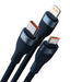 3in1 USB cable Baseus Flash Series 2 USB-C + micro USB + Lightning 100W 1.5m (blue) - Combo Cables<<<USB cables<<<GSM