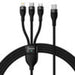 3in1 USB cable Baseus Flash Series 2 USB-C + micro USB + Lightning 100W 1.5m (black) - Combo Cables<<<USB cables<<<GSM