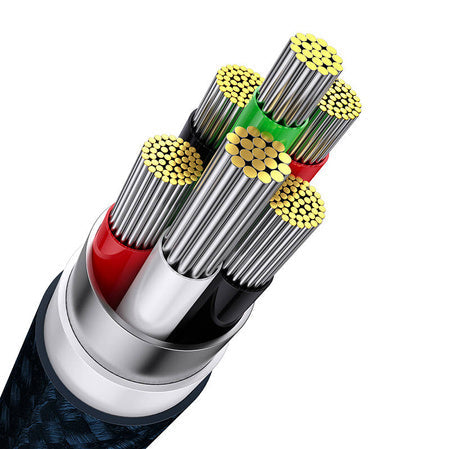 3in1 USB cable Baseus Flash Series USB-C + micro USB + Lightning 100W 1.2m (blue) - Combo Cables<<<USB cables<<<GSM