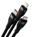 3in1 USB cable Baseus Flash Series USB-C + micro USB + Lightning 100W 1.2m (black) - Combo Cables<<<USB cables<<<GSM