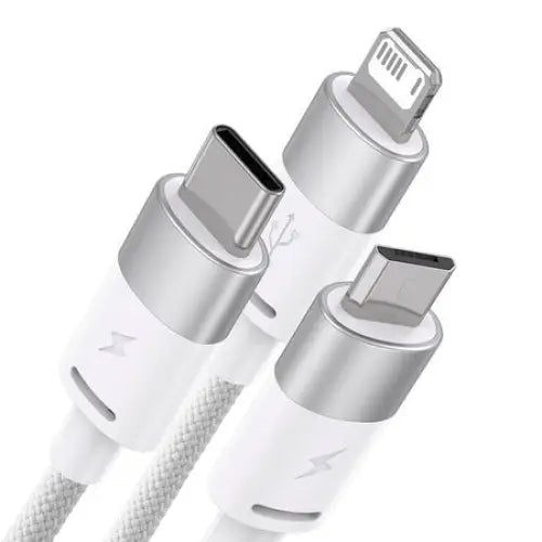 3in1 USB cable Baseus StarSpeed Series USB-C + Micro + Lightning 3,5A 1.2m (White) - Combo Cables<<<USB cables<<<GSM