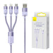 3in1 USB cable Baseus StarSpeed Series USB-C + Micro + Lightning 3,5A 1.2m (Purple) - Combo Cables<<<USB cables<<<GSM