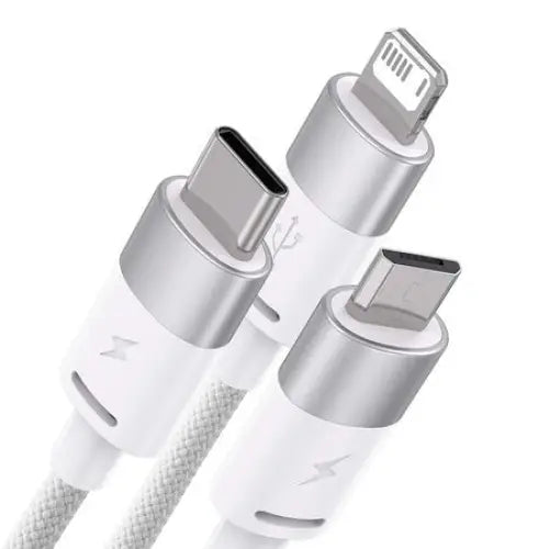 3in1 USB cable Baseus StarSpeed Series USB-C + Micro + Lightning 3,5A 1.2m (White) - Combo Cables<<<USB cables<<<GSM