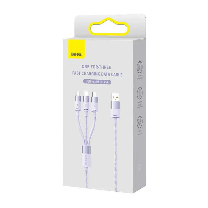 3in1 USB cable Baseus StarSpeed Series USB-C + Micro + Lightning 3,5A 1.2m (Purple) - Combo Cables<<<USB cables<<<GSM