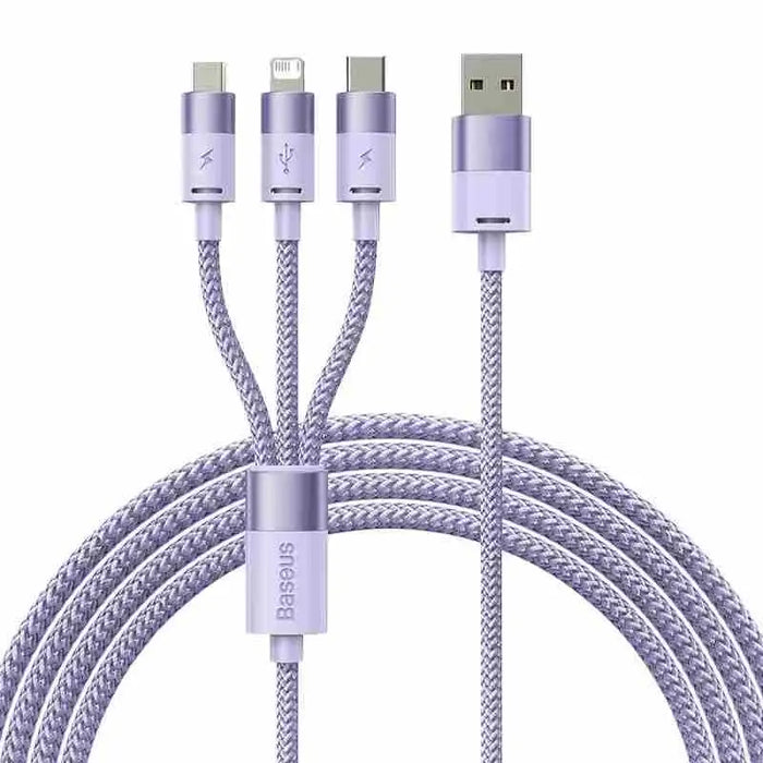 3in1 USB cable Baseus StarSpeed Series USB-C + Micro + Lightning 3,5A 1.2m (Purple) - Combo Cables<<<USB cables<<<GSM
