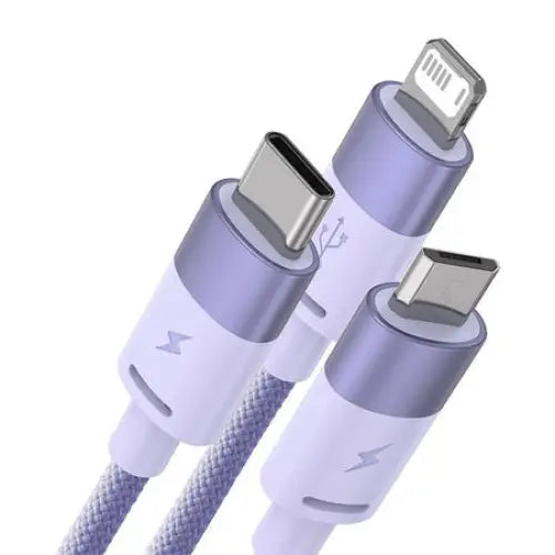 3in1 USB cable Baseus StarSpeed Series USB-C + Micro + Lightning 3,5A 1.2m (Purple) - Combo Cables<<<USB cables<<<GSM