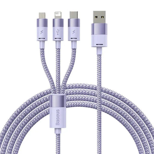3in1 USB cable Baseus StarSpeed Series USB-C + Micro + Lightning 3,5A 1.2m (Purple) - Combo Cables<<<USB cables<<<GSM