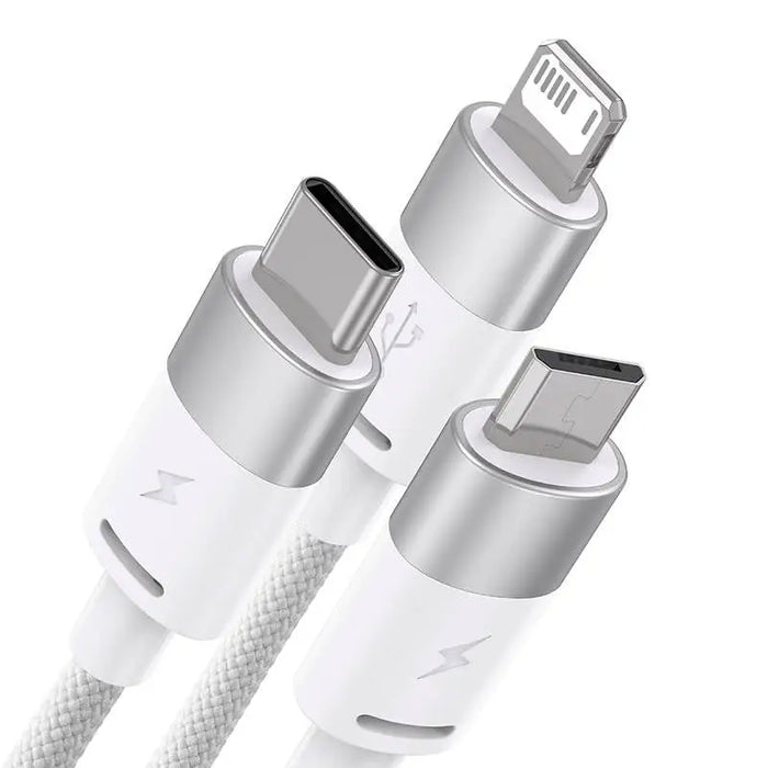 3in1 USB cable Baseus StarSpeed Series USB-C + Micro + Lightning 3,5A 1.2m (White) - Combo Cables<<<USB cables<<<GSM