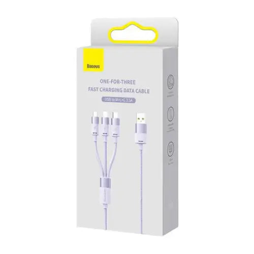 3in1 USB cable Baseus StarSpeed Series USB-C + Micro + Lightning 3,5A 1.2m (Purple) - Combo Cables<<<USB cables<<<GSM