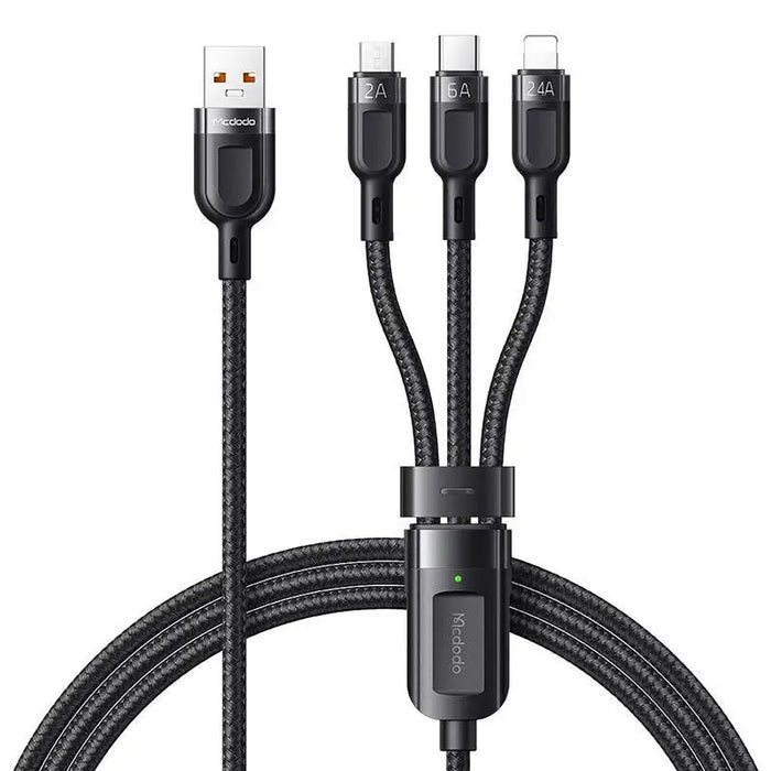 3in1 USB to USB-C / Lightning / Micro USB Cable Mcdodo CA-0930 6A 1.2m (Black) - Combo Cables<<<USB cables<<<GSM