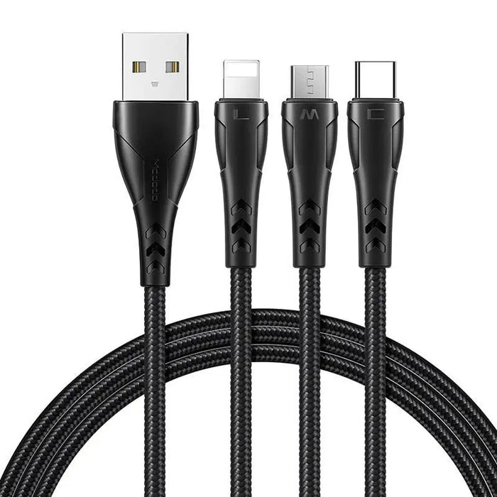 3in1 USB to USB-C / Lightning / Micro USB Cable Mcdodo CA-6960 1.2m (Black) - Combo Cables<<<USB cables<<<GSM