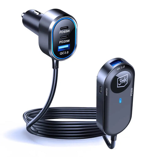 3mk Double Car Charger 135W PD QC PPS USB-C USB-A - Black - *Kategoria tymczasowa<<<HurtelXML