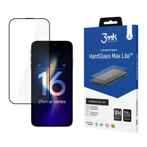 3mk HardGlass Max Lite Tempered Glass with Black Frame for iPhone 16 Pro - *Kategoria tymczasowa<<<HurtelXML