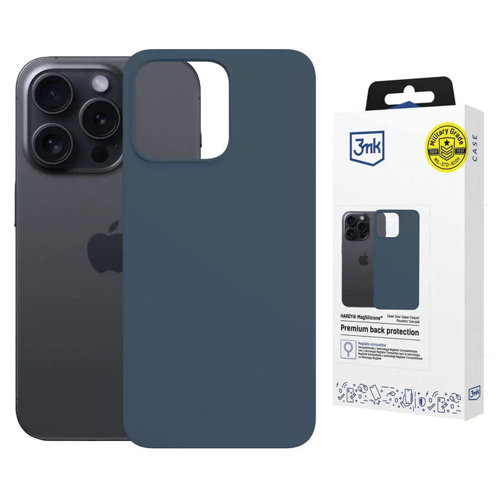 3mk Hardy MagSilicone Case for Apple iPhone 15 Pro Max - Navy Blue - *Kategoria tymczasowa<<<HurtelXML