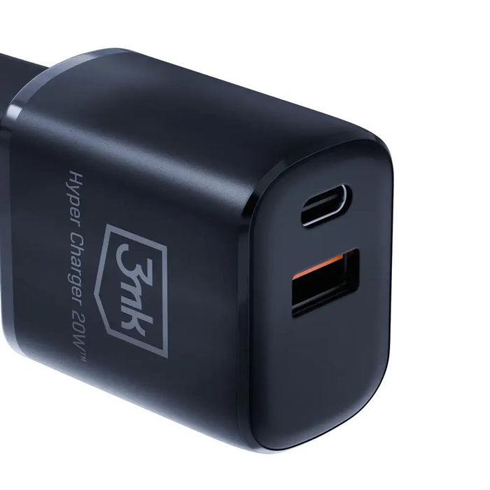 3mk Hyper Charger 20W USB-C USB-A wall charger - black - Cell phone USB charger<<<HurtelXML