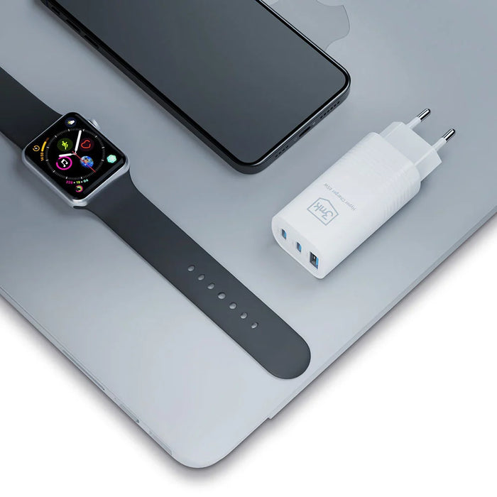 3MK HyperCharger 65W 2xUSB-C + 1xUSB-A charger GAN PD + QC - Cell phone tempered glass<<<HurtelXML