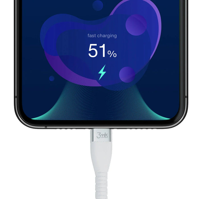 3MK HyperSilicone Cable USB-C / USB-C white cable 1m 60W 3A - Cell phone tempered glass<<<HurtelXML