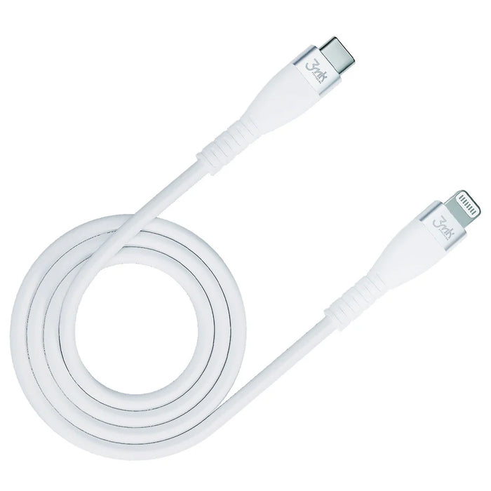3MK HyperSilicone MFI USB-C / Lightning cable white 1m 20W 3A - Cell phone tempered glass<<<HurtelXML