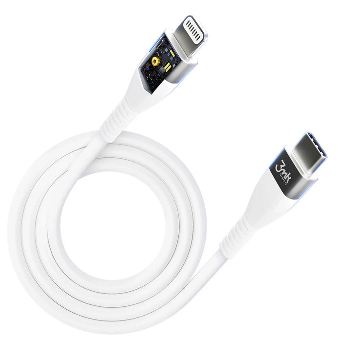 3MK HyperSilicone MFI USB-C / Lightning cable white 1m 20W 3A - Cell phone tempered glass<<<HurtelXML