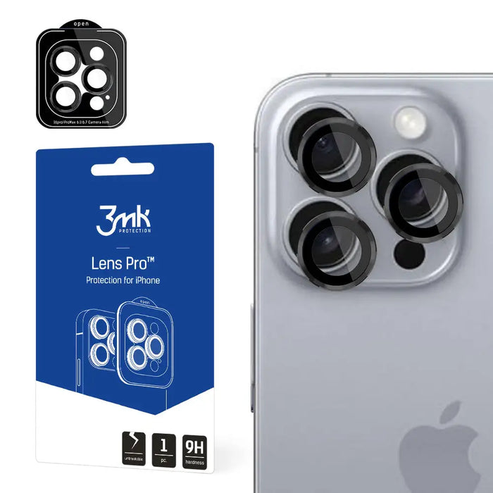 3mk Lens Protection Pro Camera Cover with Black Frame for iPhone 16 Pro / 16 Pro Max - *Kategoria tymczasowa<<<HurtelXML