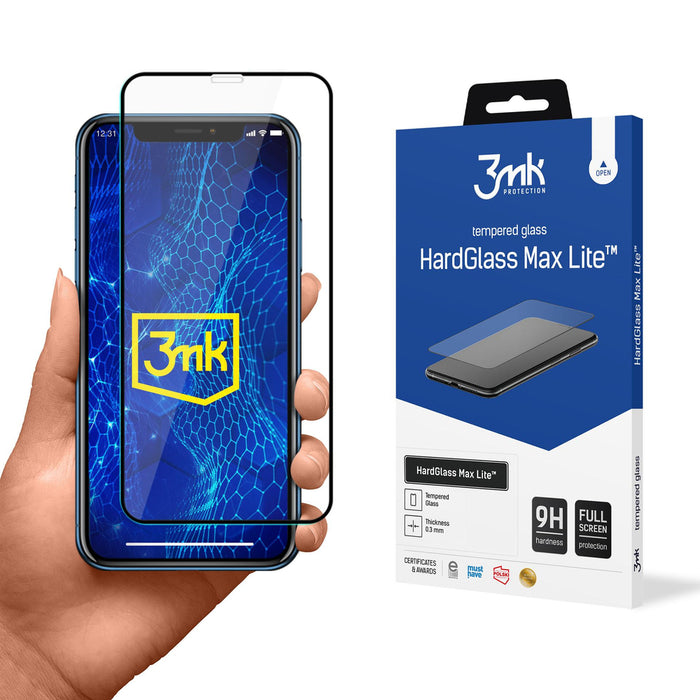 Tempered glass 3mk HardGlass Max Lite Black for Apple iPhone Xr