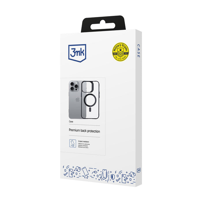 3mk Satin Armor MagCase with MagSafe for iPhone 16 Pro - Clear with Black Frame