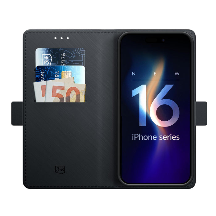 3mk Wallet Case for iPhone 16 Plus - Black