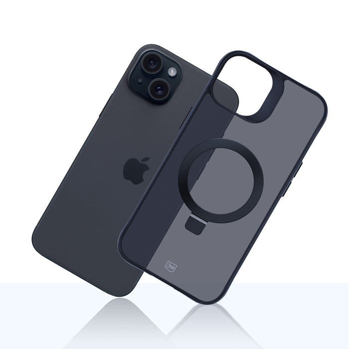 3mk Smoke Case Mag&amp;Stand for Apple iPhone 15 plus - black
