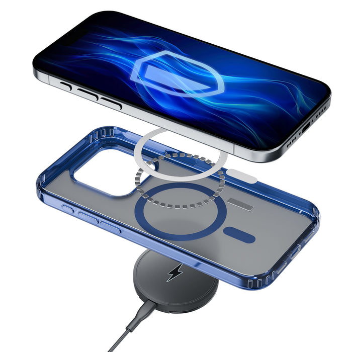 3mk Frosty MagCase Blue Case for Apple iPhone 16 Pro - Transparent