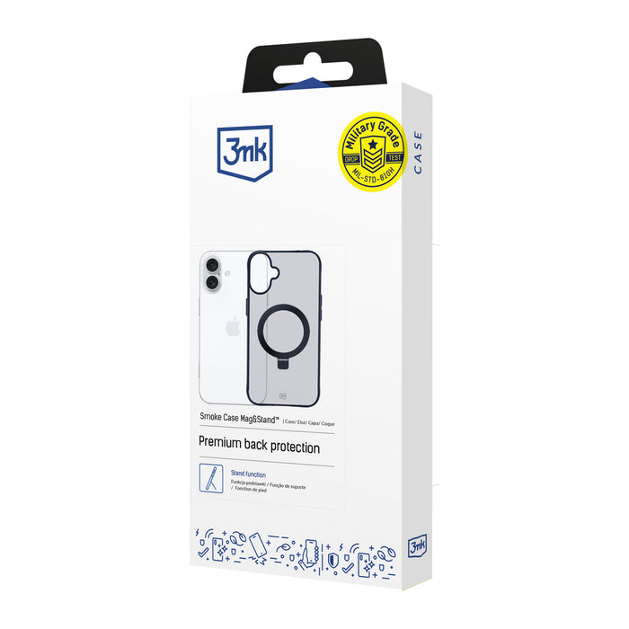 3mk Smoke Case Mag&amp;Stand for Apple iPhone 16 plus - transparent