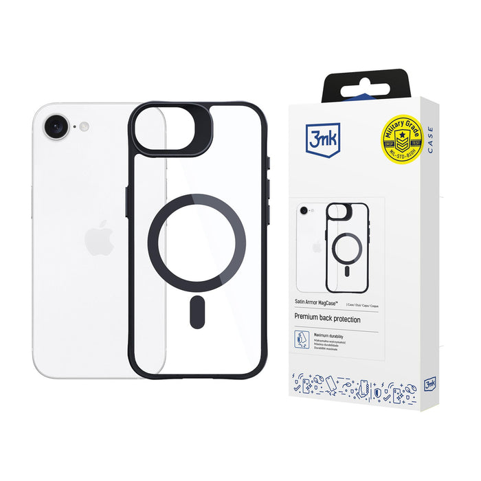 3mk Satin Armor MagCase for Apple iPhone 16e / SE 4 - Transparent