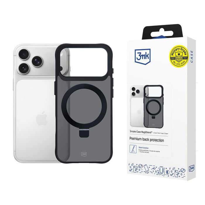 3mk Smoke Case Mag&amp;Stand for iPhone 17 Pro Max - Black