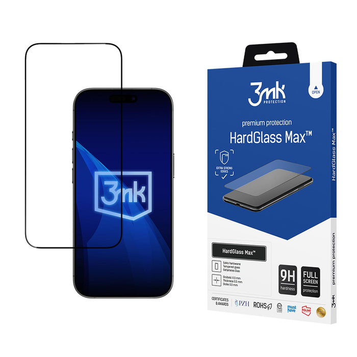 Reinforced tempered glass 3mk HardGlass Max Black for iPhone 17 Air