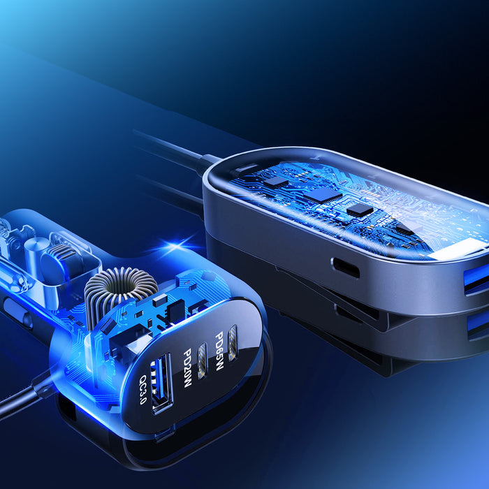 3mk Double Car Charger 135W PD QC PPS USB-C USB-A - Black