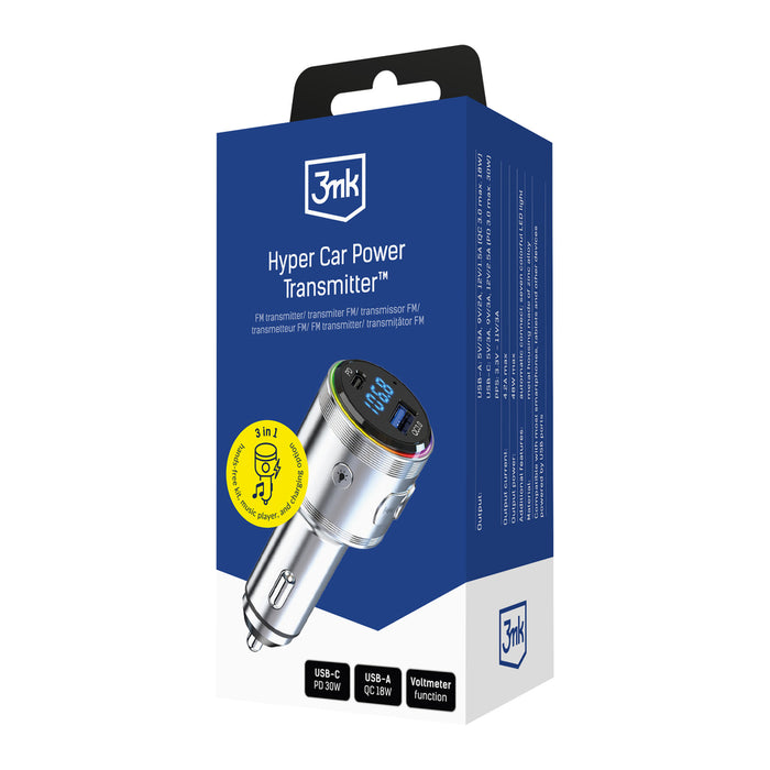 Transmitter 3in1 48W QC PD PPS USB-C USB-A 3mk Hyper Car Power Transmitter